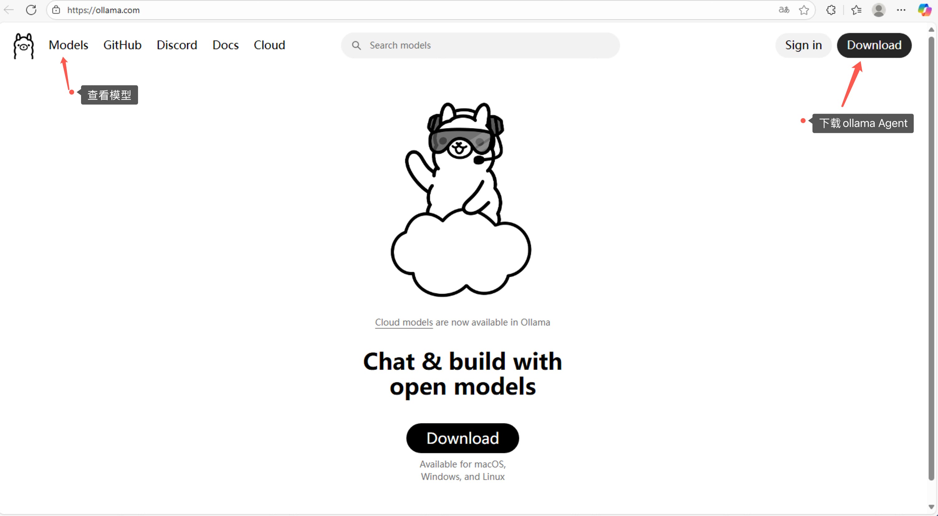 访问Ollama官网 访问Ollama官网